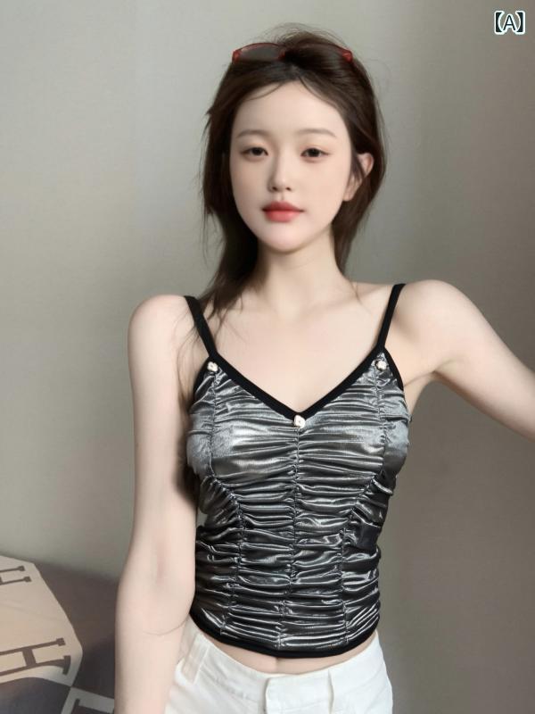 サマーニット ノースリーブ レディース トップス ホット ガールの 内外 着用 ニット サスペンダー アメ..