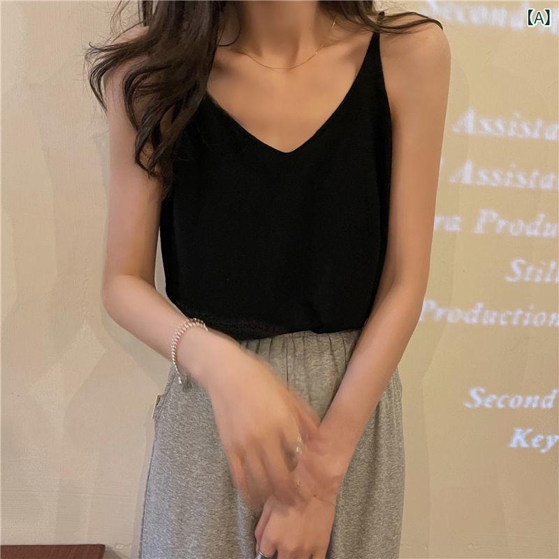 サマーニット ノースリーブ レディース トップス 2025 夏の ニットは 底の 小さい サスペンダーの 中で..