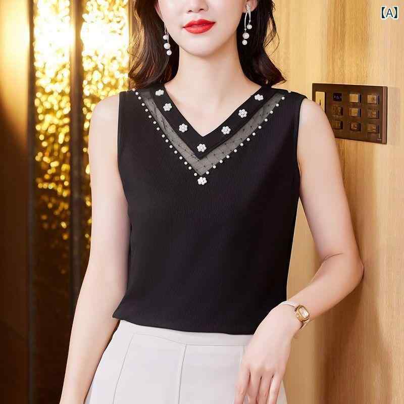 サマーニット ノースリーブ レディース トップス ソリッドカラー サスペンダー シャツ レディース 夏の..