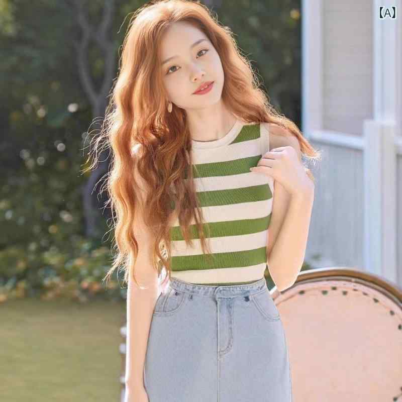 サマーニット ノースリーブ レディース トップス フレンチ チューブ トップ ノースリーブ ベスト レデ..