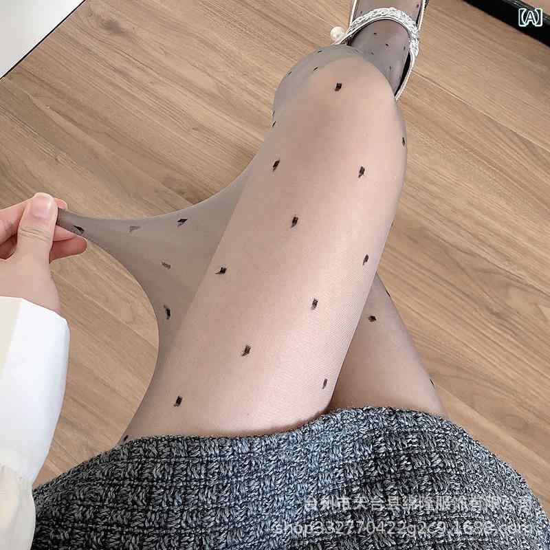 フェイクタイツ 発熱 静電気防止 ストッキング見えタイツ グレーの ストッキングの レディース 春夏 薄手 透 肌 黒 ストッキングの 波 点 ジャカードの レギンス