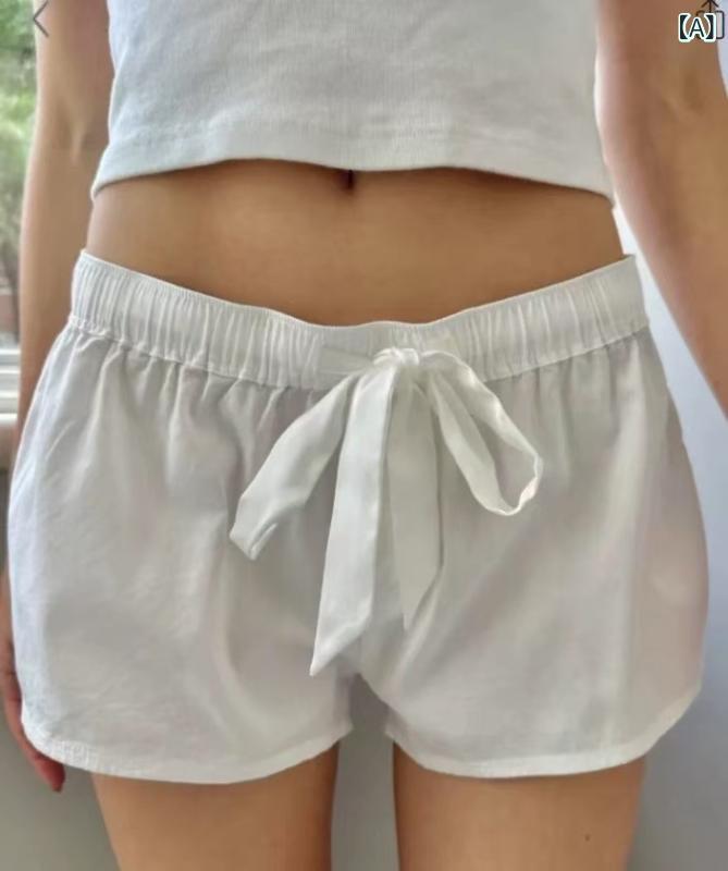 ショートパンツ レディース ハイウエスト パンツ 短パン レディース ショートパンツ ショートパンツ レディース ハイウエスト パンツ 短パン レディース ショートパンツ BM アメリカン ホワイト リボン ワイド 巾着 ショーツ ホット ガール ローウ