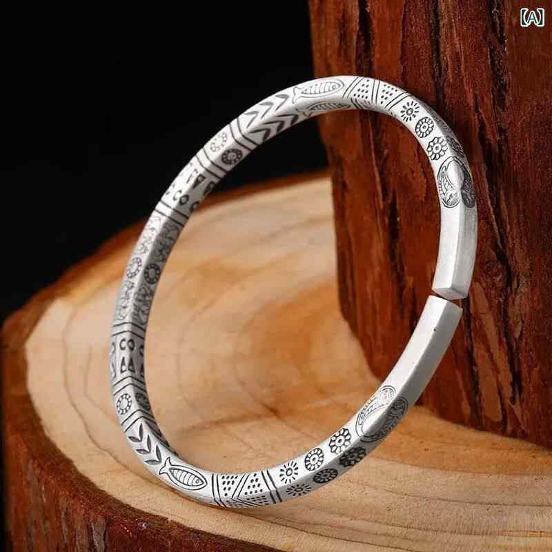 オシャレ バングル ブレスレット の メビウスリング ブレスレット スター リング シルバー 999 レトロ ナショナル ソリッド メンズと レディース カップル スタイル シンプル