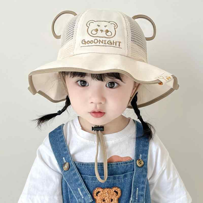 ベビー 子供 漁夫帽 夏用 薄手 メッシュ 通気 ワイドブリム 遮光 防晒 UVカット かわいい 日よけ 帽子 キャップ