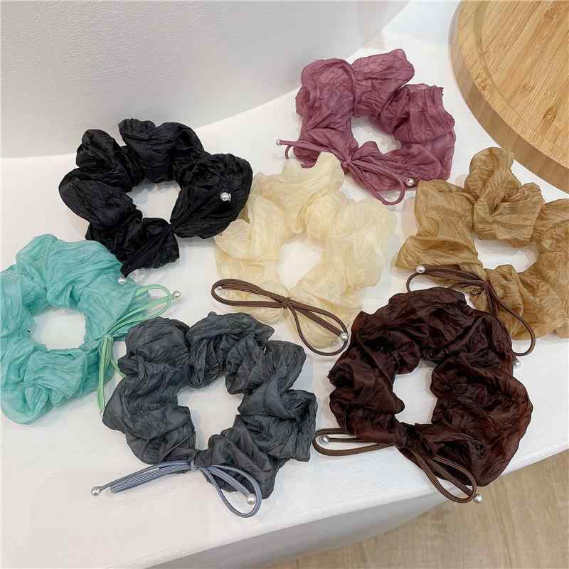 ヘアゴム レディース ヘアアクセサリー 髪飾り 韓国風 布製 無地 シワ加工 チュー...