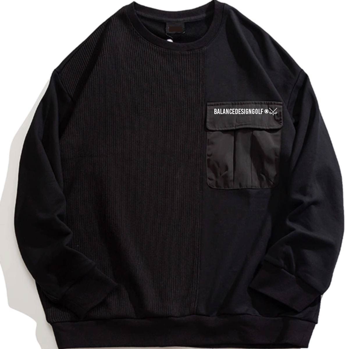 a62 2025 冬物 裏起毛切り返しスエット ウェア スカルウェア S M L 2L 3L 4L 5L BALANCEDESIGN メンズ ゴルフウェア トレーナー メンズ 大きいサイズ ストレッチ ドライ ロゴ プリント クルーネック スウェット BIGサイズ golf お洒落 おしゃれ