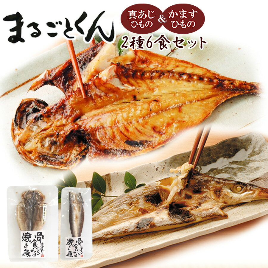 干物 まるごとくん2種6食セット 干物 魚 真あじ かます 真空パック 常温保存 レトルト 惣菜 国産