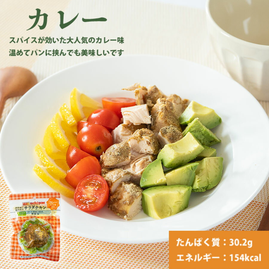 サラダチキン カレー 100g 高たんぱく 常温保存 レトルト uchipac ロングライフ 食品添加物 保存料不使用 惣菜 グルメ 食品 おかず パック レト...