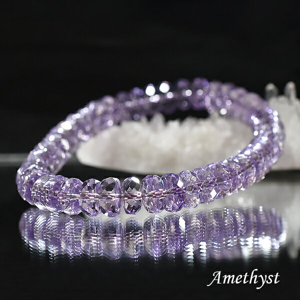 アメジスト カット ブレスレット 内周約16センチ 天然石 パワーストーン ブレスレット バリブラン