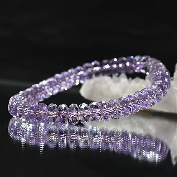 アメジスト カット ブレスレット 内周約16センチ 天然石 パワーストーン ブレスレット バリブラン