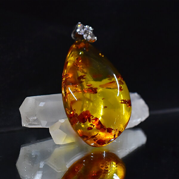 アンバー ペンダントトップ ネックレス 天然石 パワーストーン