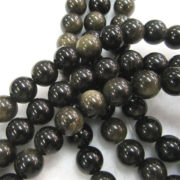 【メール便対応】ゴールデンオブシディアン8ミリ1粒売り オブシディアン 黒曜石 魔除け ゴールデンオブシディアン 天然石 パワーストーン