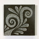 【5/6迄sale最大20%OFFクーポン】 アジアン雑貨 インテリア バリ風 バリ絵画 黒 白 ドットアート 50×50cm T-2 【アートパネル ファブリ...