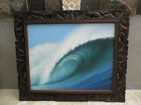 【インテリア雑貨 おしゃれ バリ風】 バリ絵画 波の絵 63×53 J-2 海の絵 インテリア アートパネル 海 フレーム付き サーフィン アジアン雑貨 インテ...