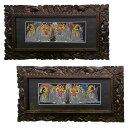 【5/6迄sale最大20%OFFクーポン】 アジアン雑貨 絵画 バロンダンス ガラス付き W63×H33cm 額付き バリ絵画 バリアート アートパネル アジ...