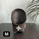 【5/6迄sale最大20%OFFクーポン】 バンブー かご 貝殻モチーフ付き Mサイズ H26cm こげ茶 ブラウン 茶色 ダークブラウン かご バスケット ...