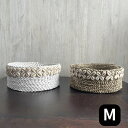 ラウンドバスケット 貝殻モチーフ付き Mサイズ 26cm ベージュ 茶色 ブラウン 白 ホワイト 丸い かご バスケット カゴ 竹製 収納 小物入れ バリ雑貨 アジアン雑貨 インテリア バリ風 収納 トレー アジアン おしゃれ 海外 インテリア ボーホー リゾート風 雑貨
