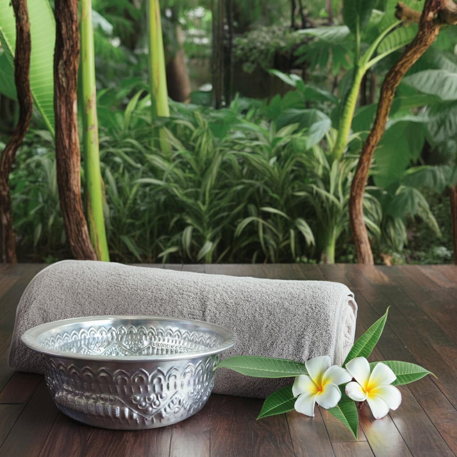 【インテリア雑貨 おしゃれ バリ風】 バリ フットバス ボウル アルミ 軽量 温活 妊活 冷え対策 足湯 バ..