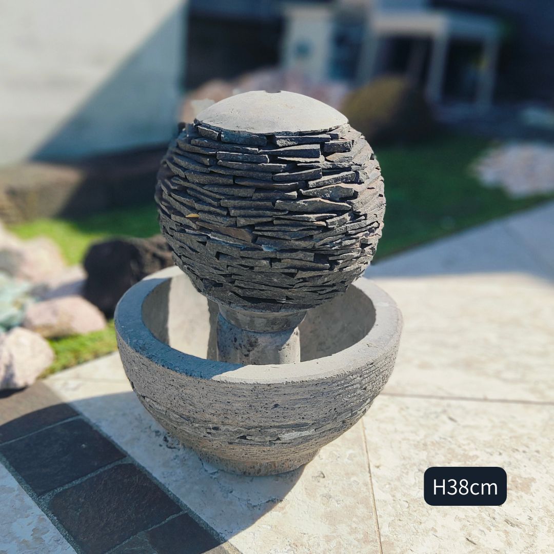 【 ポイントUP 限定saleクーポン 】 噴水 ファウンテン 水栓鉢 球体 循環ポンプ付 グレー 灰色 ねずみ色 アジアン バリ 風 リゾート 置物 ガーデン...