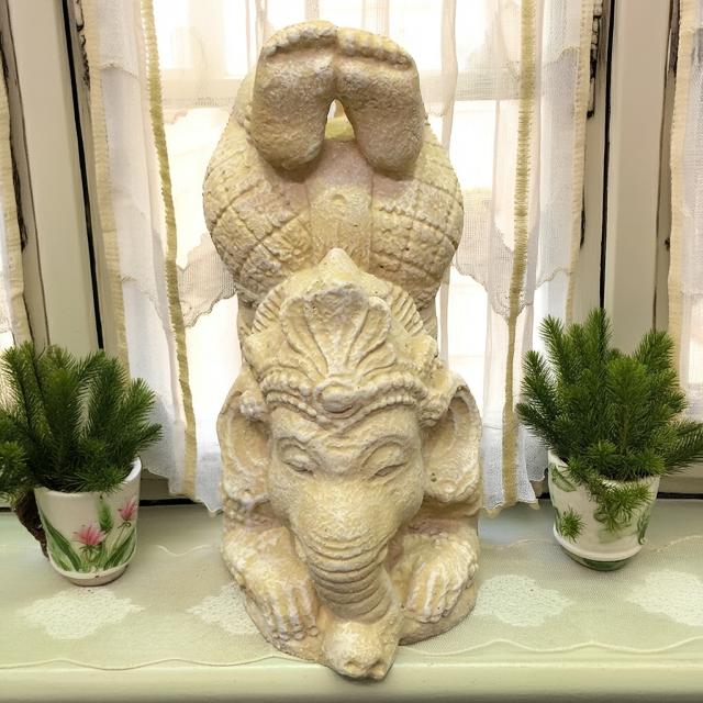 【ポイントUP アジアン バリ】 ガネーシャ 石像 置物 サーカス ヨガ セメント H33cm 白 ホワイト 石像 神様 おしゃれ オブジェ エクステリア DIY 庭 リゾート 石造 象 石の彫刻 アジアン雑貨 インテリア バリ風 ガーデンオブジェ オーナメント 風水 男前インテリア [ss2503](4)