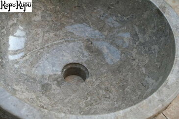 バリ島製 天然大理石 洗面ボウル 40cm グレー色 横ラインデザイン【リフォーム おしゃれ 洗面所 洗面台 洗面ボウル 手洗い トイレ 水回り 内外装 店舗様向け 洗面化粧台 水栓 ストーン ガーデンパン 洗面シンク 新築 新生活 バリ雑貨 アジアン雑貨 アジアン家具】