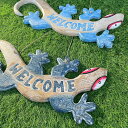 木製 ドアプレート WELCOME プレート ゲッコウ ドア掛け 2色 W50cm やもり ヤモリ 大きい サインプレート ボード ウェルカムボード 簡単 カフ...