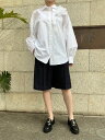 MSGM フリルリボン シャツカラー ブラウス 3841MDE11X WHITE エムエスジーエム(4)