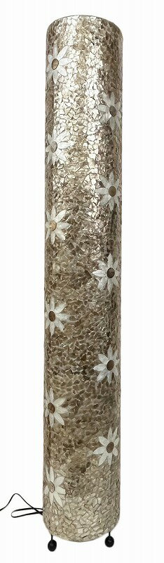 ***シェルフラワーモチーフランプ 円柱型【バリ直輸入】貝細工 花柄 照明 間接光 間接照明 スタンドランプ フロアランプ デザイン照明 幻想的 オブジェ ディスプレイ インテリアライト アジアンインテリア【バリ・アジアン雑貨バリパラダイス】