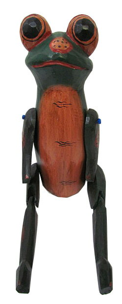 アンティークお座りパペットカエルL蛙 木彫り カエルグッズ 操り人形 開運グッズ 縁起物 癒し系 飾 ...