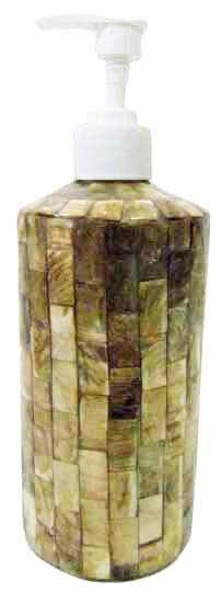 ソープボトルL丸型シェルモザイクレンガタイプ　茶【バリ・アジアン雑貨バリパラダイス】