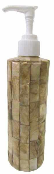 ソープボトルS 丸型シェルモザイクレンガタイプ　茶【バリ・アジアン雑貨バリパラダイス】