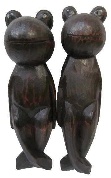 木製お座りカエルセット　30cm【バリ・アジアン雑貨バリパラダイス】