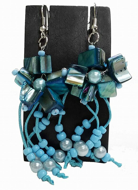 処分価格!!ビーズピアス 青【バリ島直輸入】プレゼント/ギフト/手作り/アジアン/ハンドメイド/HANDMADE/コーティングビーズ/レディース/エスニック/夏...