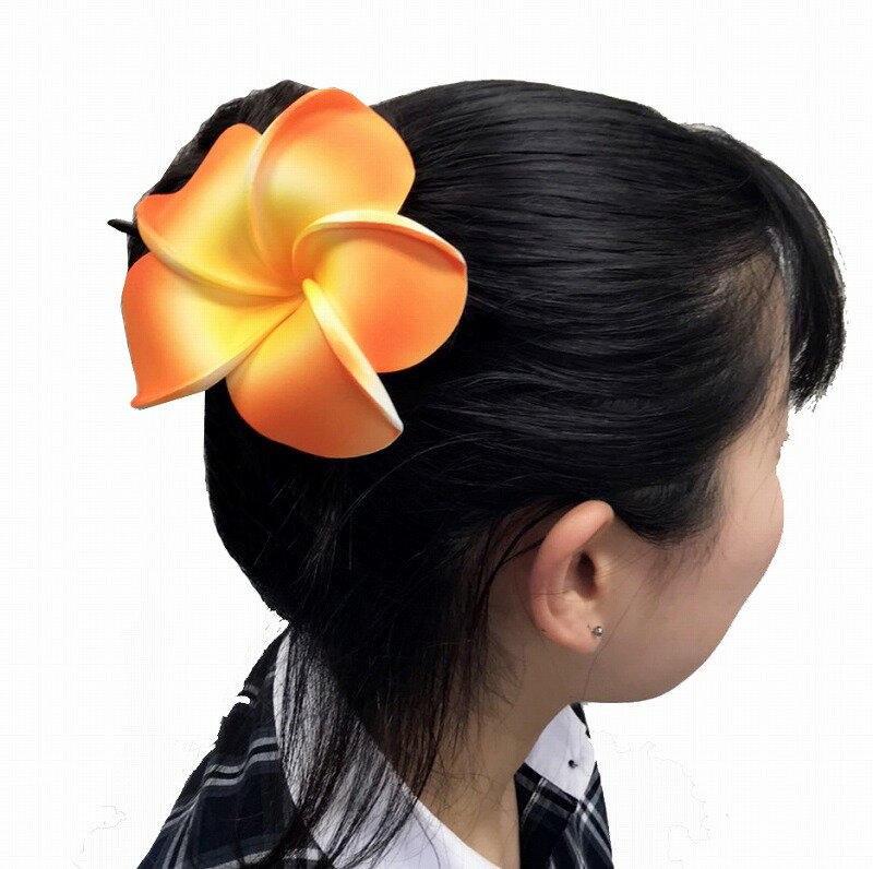【アウトレット】訳あり!!特大フランジパニピン オレンジ【バリ島直輸入】プレゼント/ギフト/手作り/アジアン/プルメリア/ヘア/花ピン/南国/トロピカル/スポン...