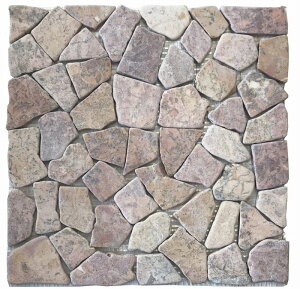 ストーンモザイクタイルプレート レッドマーブル【バリ島直輸入】ストーンマット インテリアマット 石 天然石 石細工 小石 プレート マット 敷石 敷物 インテリアマット シート アジアンインテリア 土産【バリ・アジアン雑貨バリパラダイス】