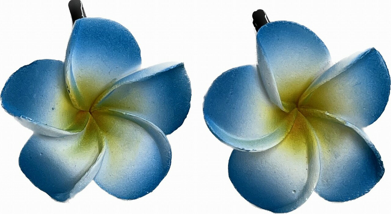 5cmフランジパニピン2個セット 青【バリ島直輸入】プレゼント/ギフト/手作り/アジアン/ハンドメイド/HANDMADE/プルメリア/ヘア/花ピン/南国/トロピ...