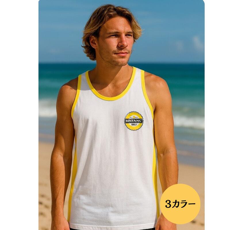 ビンタンタンクトップ ツートン L【バリ島直輸入】プレゼント ギフト 手作り アジアン ハンドメイド おしゃれ かわいい HANDMADE ビンタンビール 星 ...