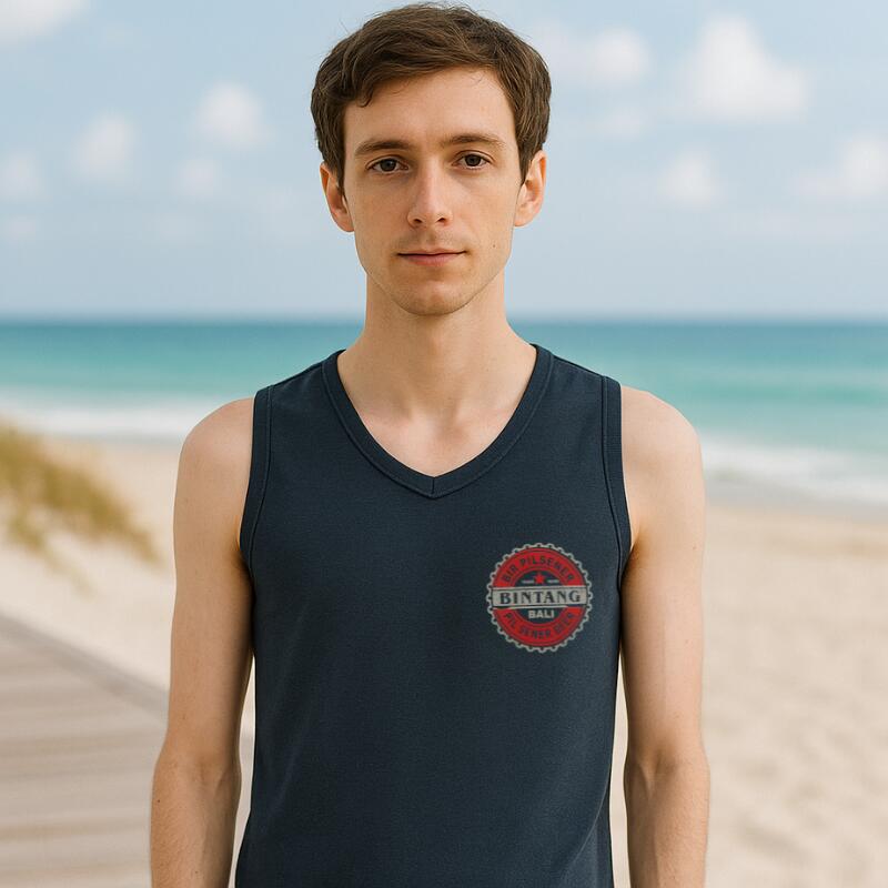 ビンタンタンクトップ胸ロゴ 黒 S【バリ島直輸入】プレゼント ギフト 手作り アジアン ハンドメイド おしゃれ かわいい HANDMADE ビンタンビール 星 ...