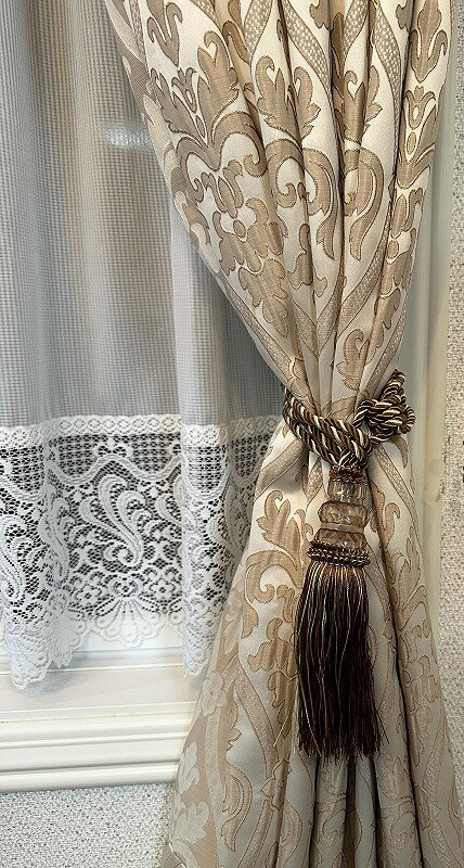 カーテンタッセルブラウンクリスタルBタイプ2本セット上品　ブラウンゴールド　特価【バリ・アジアン雑貨バリパラダイス】