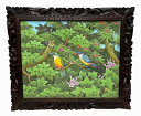 プンゴセカン絵画 53*63横 黄腹鳥【バリ・アジアン雑貨バリパラダイス】