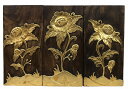 天然木ゴールドフラワーデコレーション 3枚SET【タイ直輸入】【ウォールデコ】【ウォールアート】【おしゃれ】【アジアンインテリア】【ウッドカービング】【壁掛けイ...