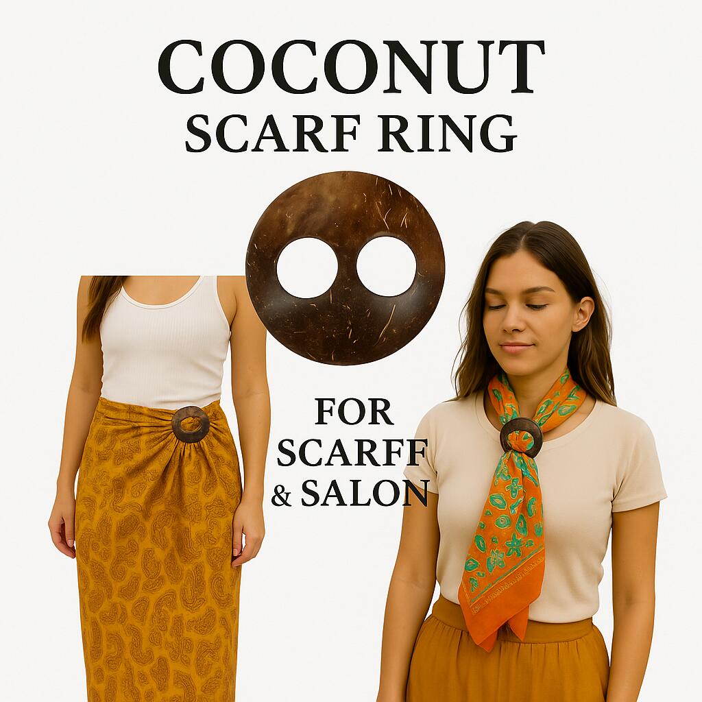 南の島のココナッツ製スカーフ留め（スカーフリング）スカーフホルダー パレオ留め サロン留め ストー..