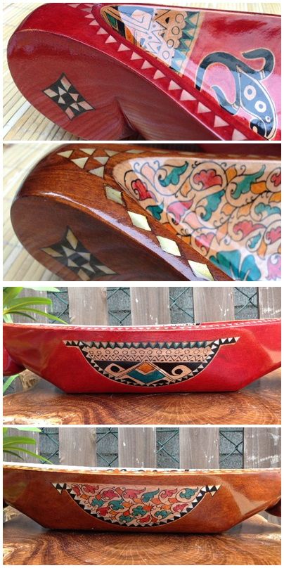 ロンボクシェルトレーL[送料無料,象嵌細工,小物入れ,船型トレー,シェル,サロン,木彫り,インテリア,アジアン雑貨] [2]