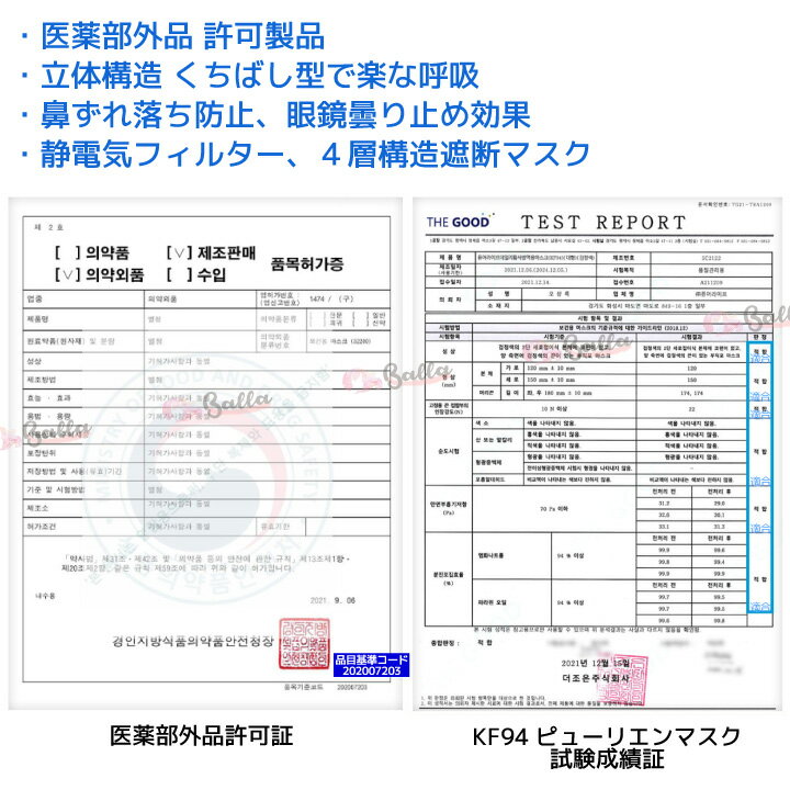 50枚(個包装)白・黒 【kf94 マスク ピューリエン】韓国 くちばし型(セブリ型) マスク KF94防疫マスク50枚(1枚入x50包) 軽い 呼吸が楽 100% 韓国製 使い捨て 不織布 マスク 【海外通販】