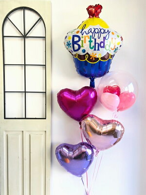 バルーン誕生日＊名入れ可♪バースデーカップケーキ♪バルーン誕生日送料無料バースデー飾りバルーンギフトプレゼント