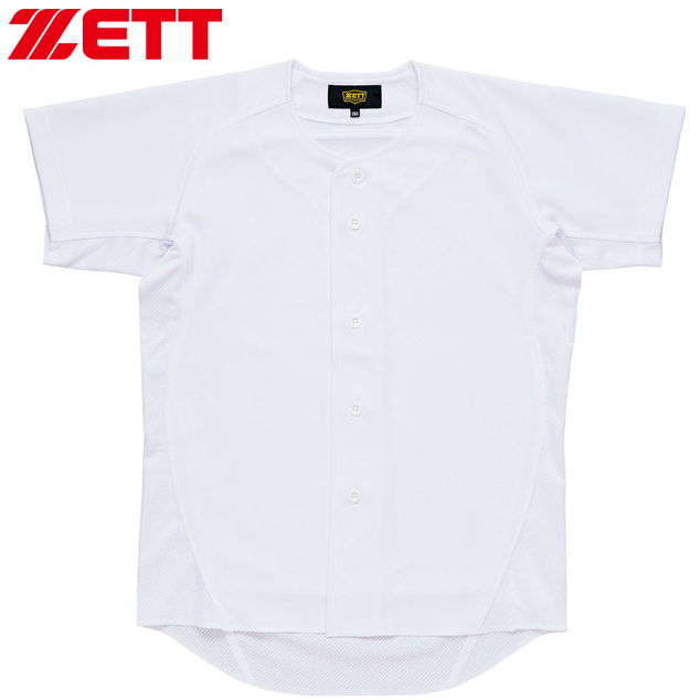 【ZETT/ゼット】 少年 メガパン ニット×メッシュ フルオープン ユニフォームシャツ 半袖 BU2181S【ゆうパケット/メール便可】