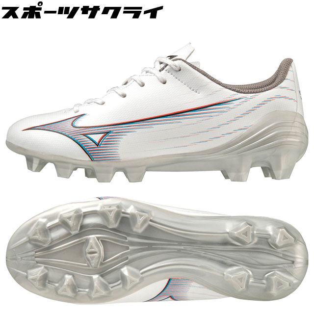 27％OFF！ 【ミズノ】 サッカースパイク ジュニア ミズノアルファ SELECT JR MIZUNO α ホワイト 土 天然芝 人工芝 【mizuno2023Q1】 P1GB236509