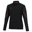 ミズノ サッカー フットサル モレリア トレーニングトップ 1/4ジップ 長袖 ジャージ クォータージップ ブラック mizuno2024SS P2MCB005...