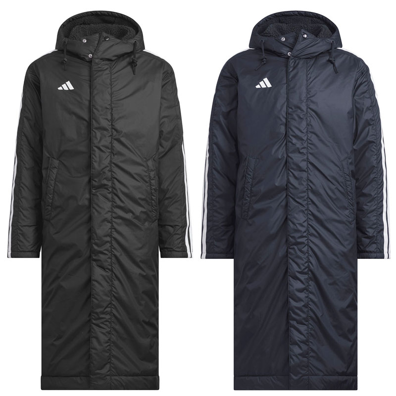 アディダス サッカー フットサル スリーストライプス ルーズフィット ロング ボアコート ベンチコート 防風 保温 BW566