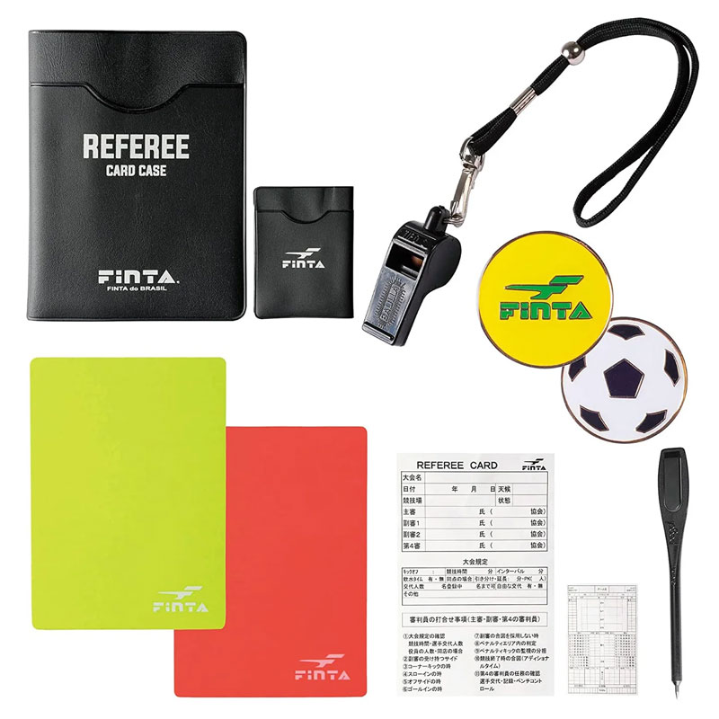 フィンタ サッカー フットサル レフェリー スターターセットB 審判用品 ホイッスル イエローカード レッドカード カードホルダー トスコイン 記録用紙 FT5...